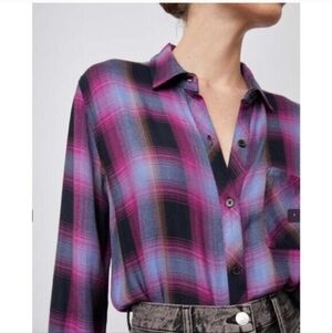 Rails Hunter Plaid Top, Navy Magenta Sky, Sz M, Flannel, Grunge, Western